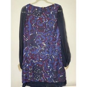 Tory Burch Navy and Maroon Dress, Ruffle Bottom, Gold Hardware Size 8